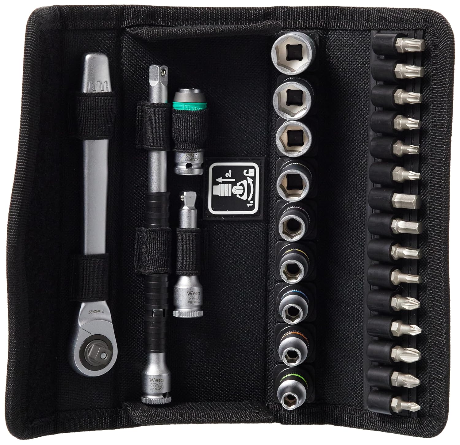 WERA 05004018001 8100 SA 8 Zyklop Metric Metal Ratchet Set with Switch Lever, 28 Piece, 1/4 Drive