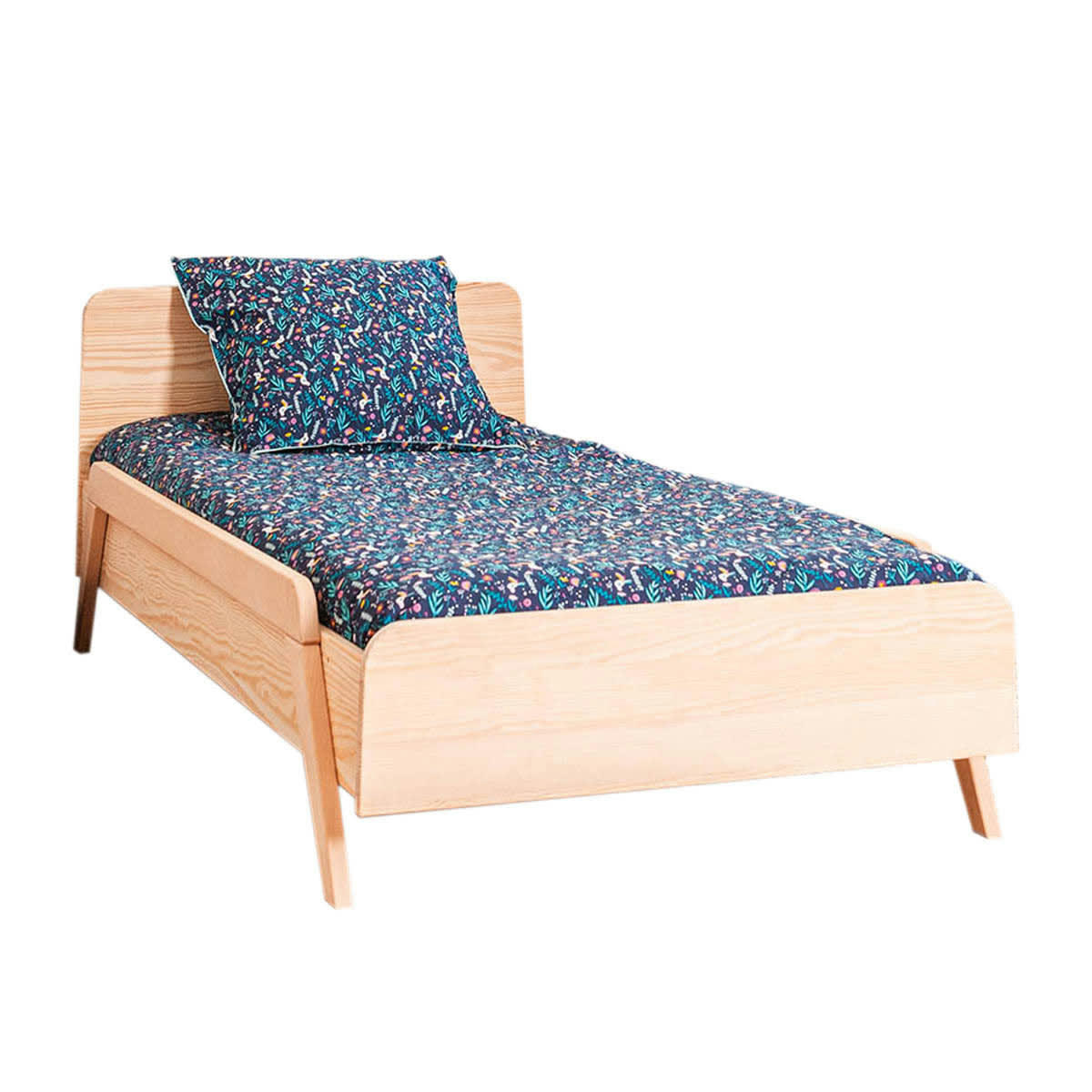 PIXIA - Pack lit avec matelas 90x190 cm bois massif