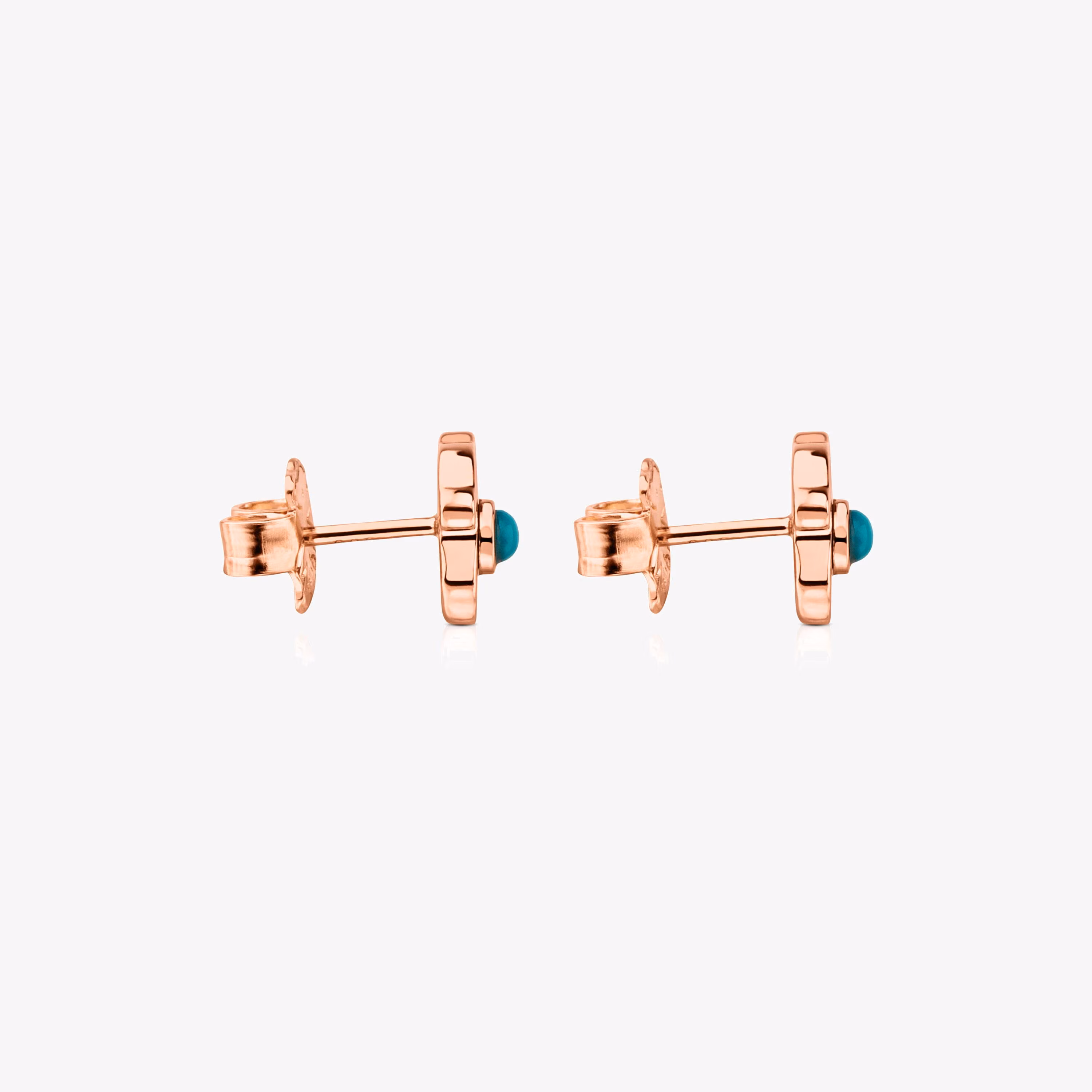 Pendientes con baño de oro rosa 18 kt sobre plata y turquesa Super Power