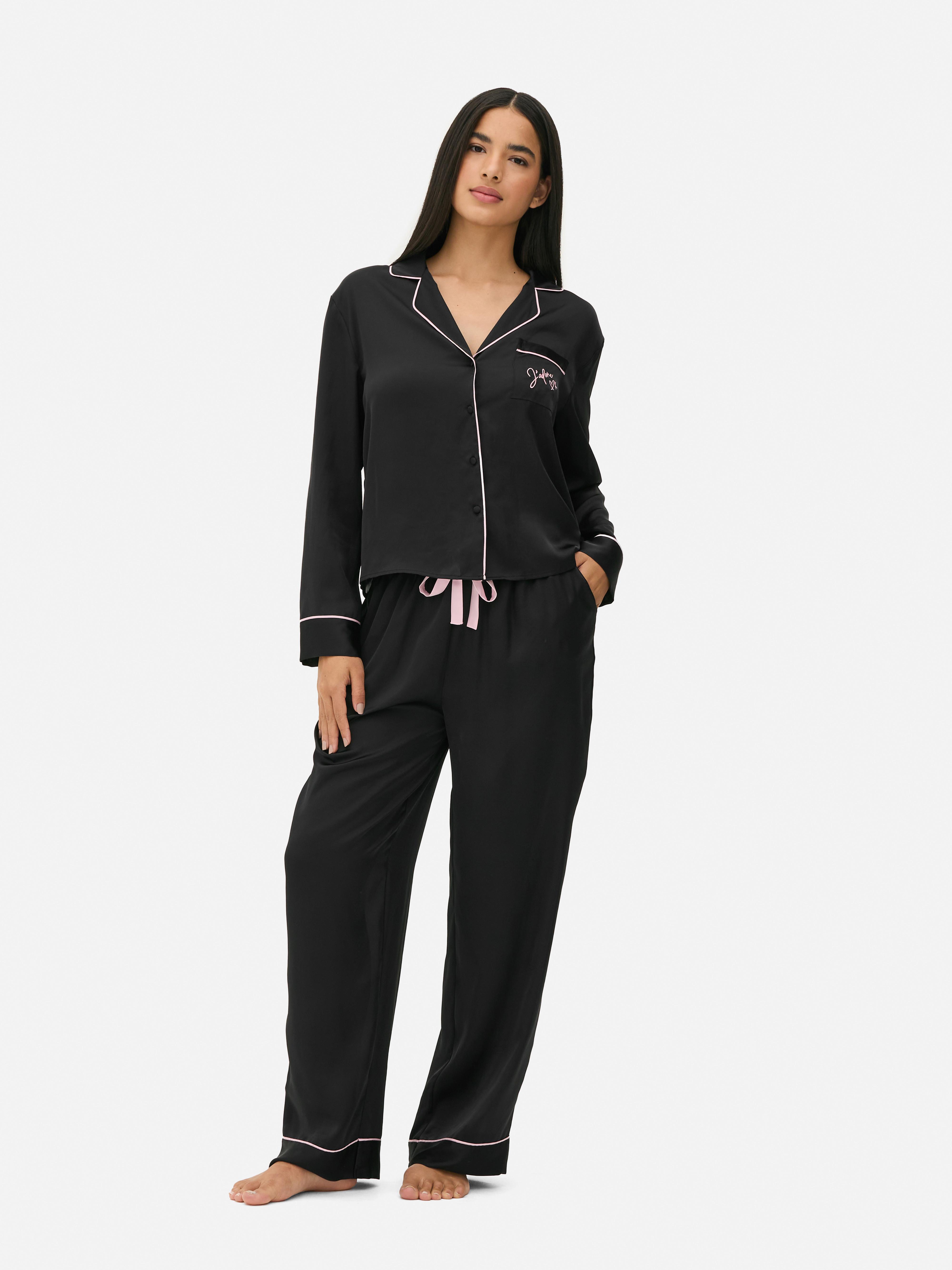 Satin Piped Boyfriend Pajama Set