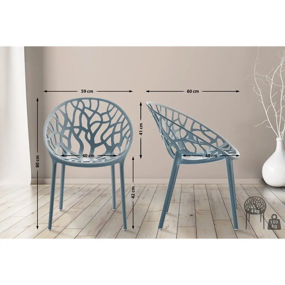 CLP Set van 4 Tuinstoel Hope Kunststof - grijs