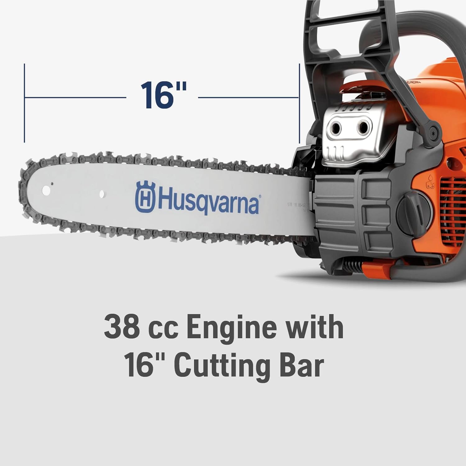 Husqvarna 130 Gas Powered Chainsaw  38-cc 2-HP  2-Cycle X-Torq Engine  16 Inch Chainsaw with Automatic Oiler  For Wood Cutting and Tree Pruning