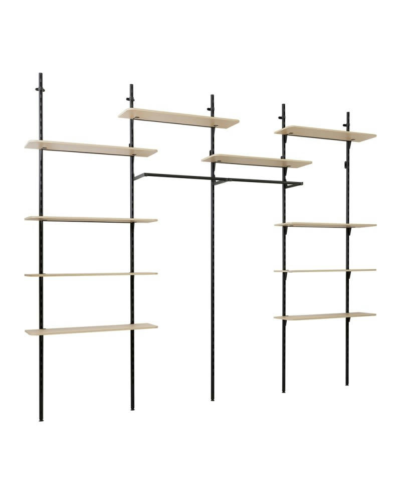 KALI - Dressing ouvert modulable en bois et métal - Noir