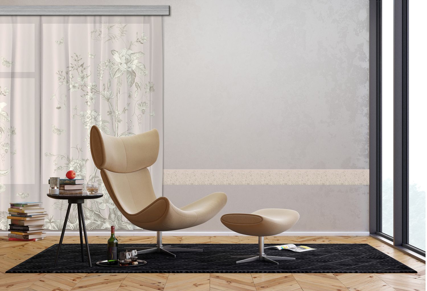 Sanders & Sanders zelfklevende behangrand bloemmotief beige - 500 x 13.8 cm - 601313