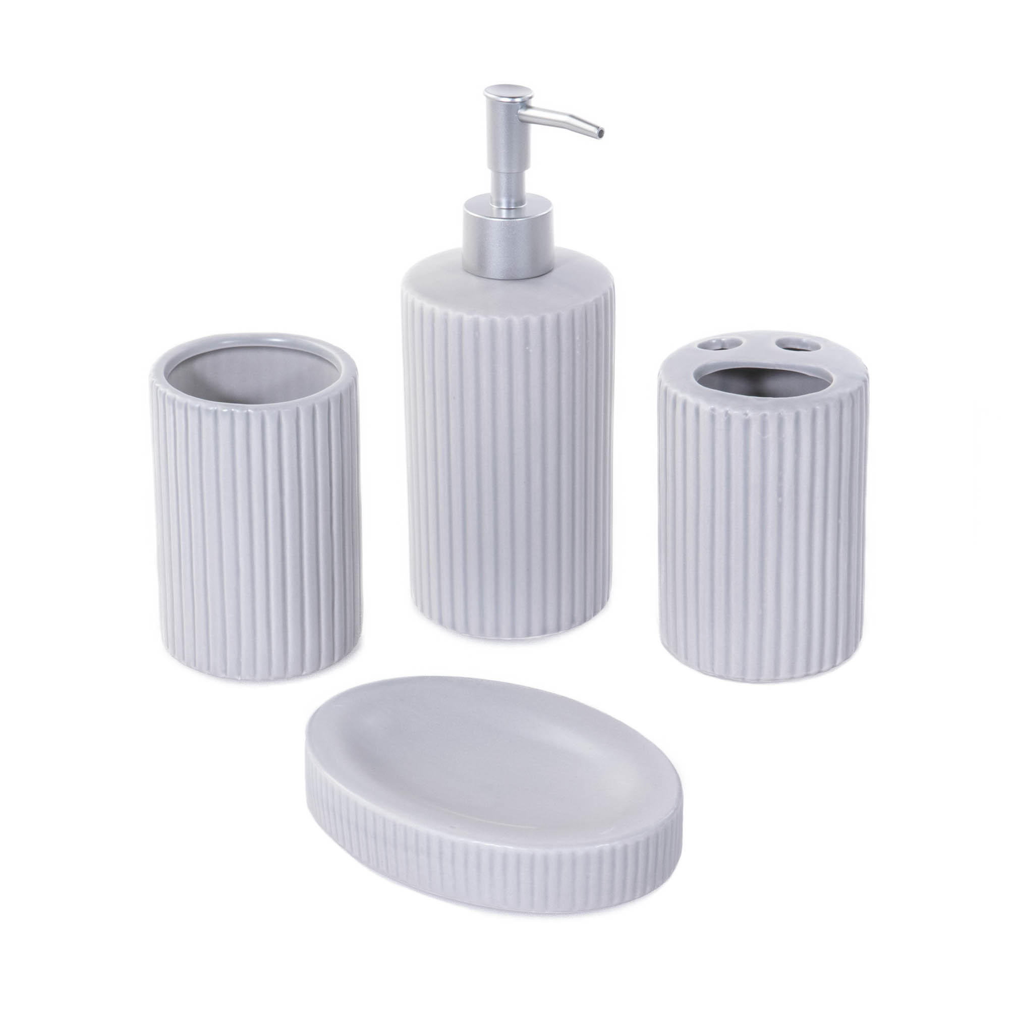 Zestaw ceramicznych akcesoriów łazienkowych, 4 elementy