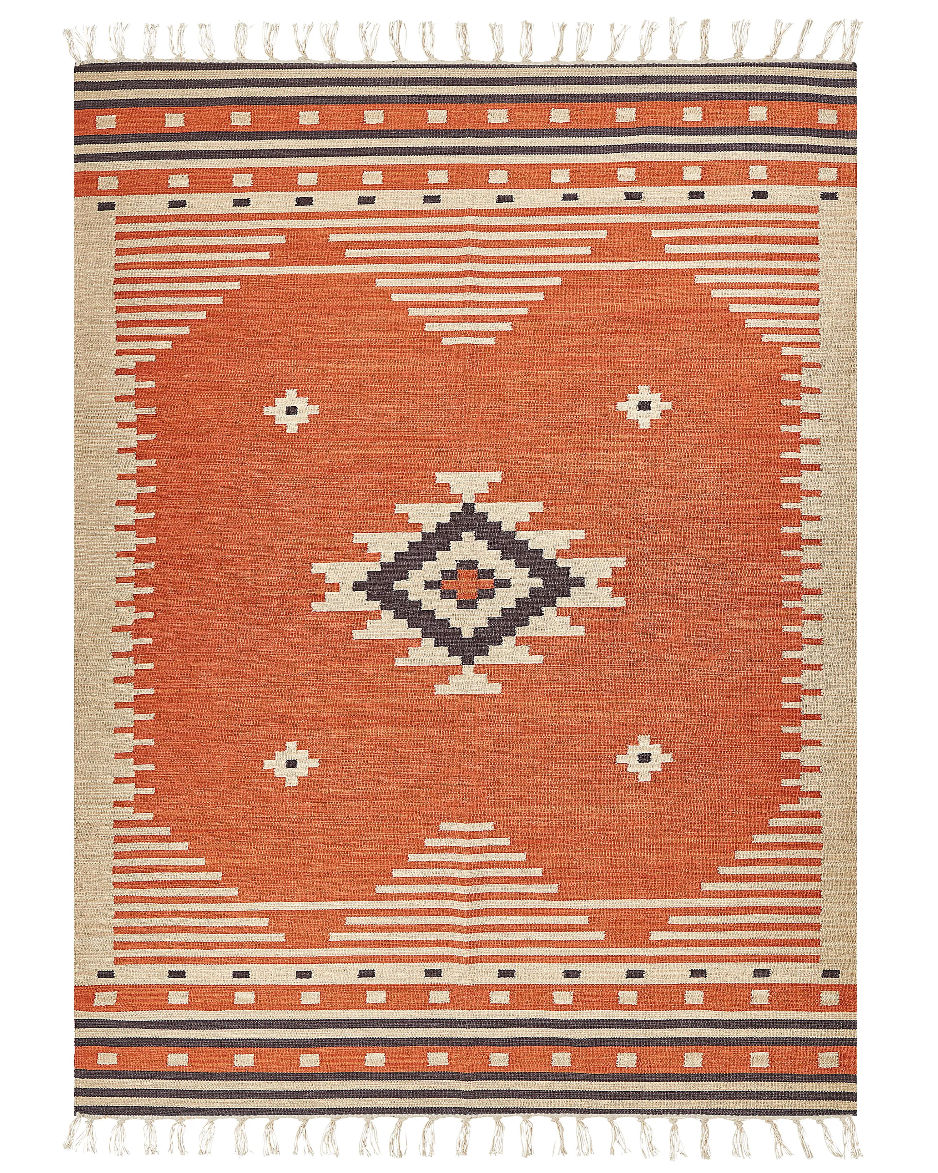 Rug GAVAR Orange 140 x 200 cm Cotton Kilim