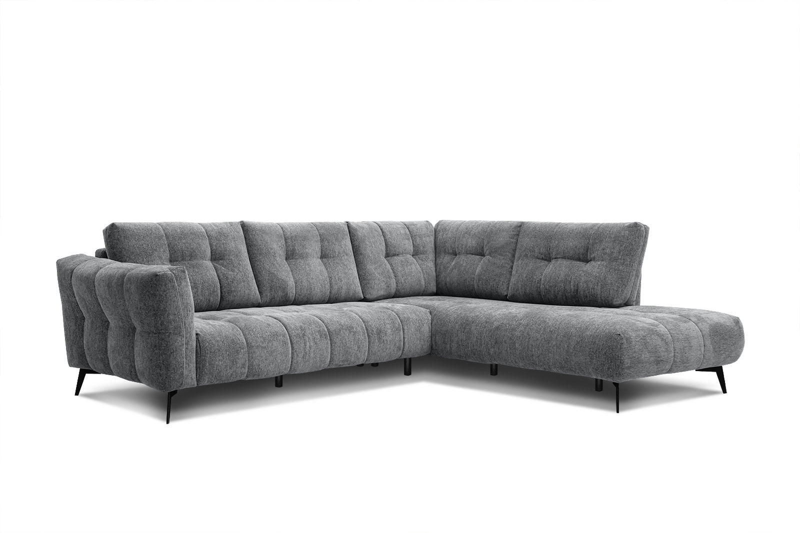 KALMER - Canapé d'angle droit 5 places tissu gris moyen