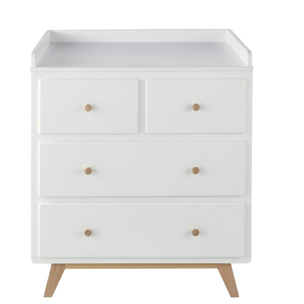 Sweet - Commode à langer style scandinave 4 tiroirs blanche