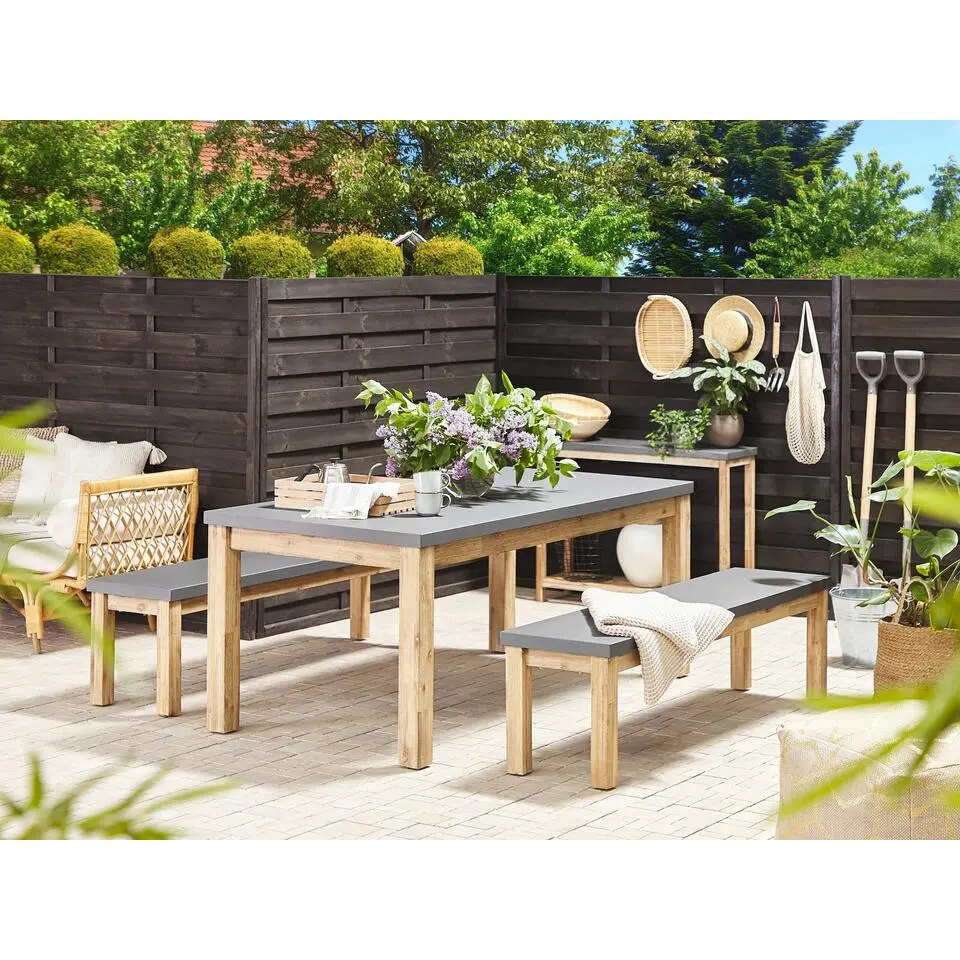 OSTUNI - Tuintafel - Grijs - 90 x 180 cm - Vezelcement