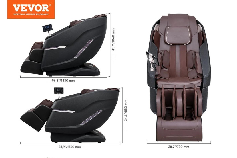 Fotel masujący 3D Shiatsu SL-Track z podgrzewaniem i głośnikiem, relaks