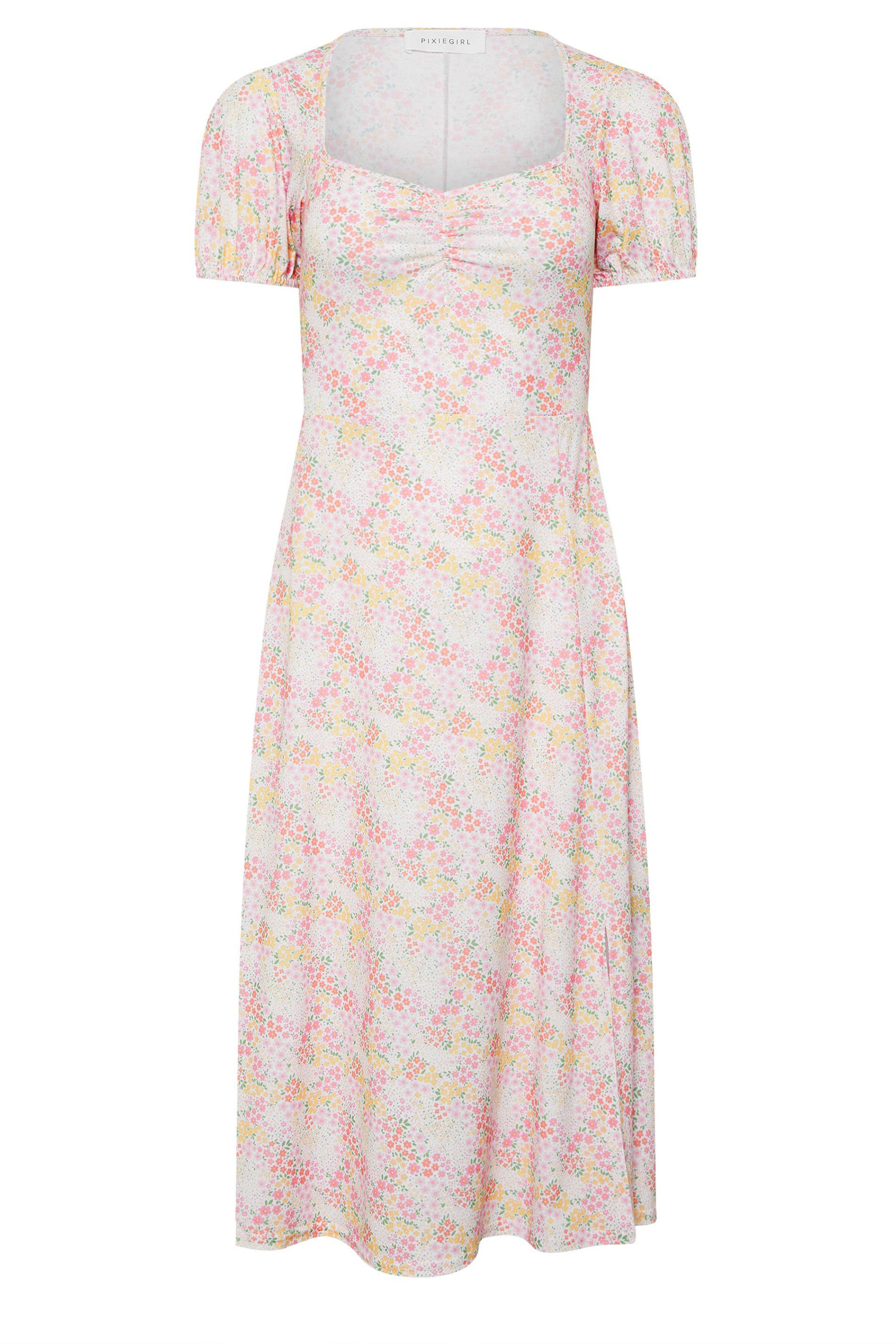 PixieGirl Petite Ditsy Puff Sleeve Midi Dress