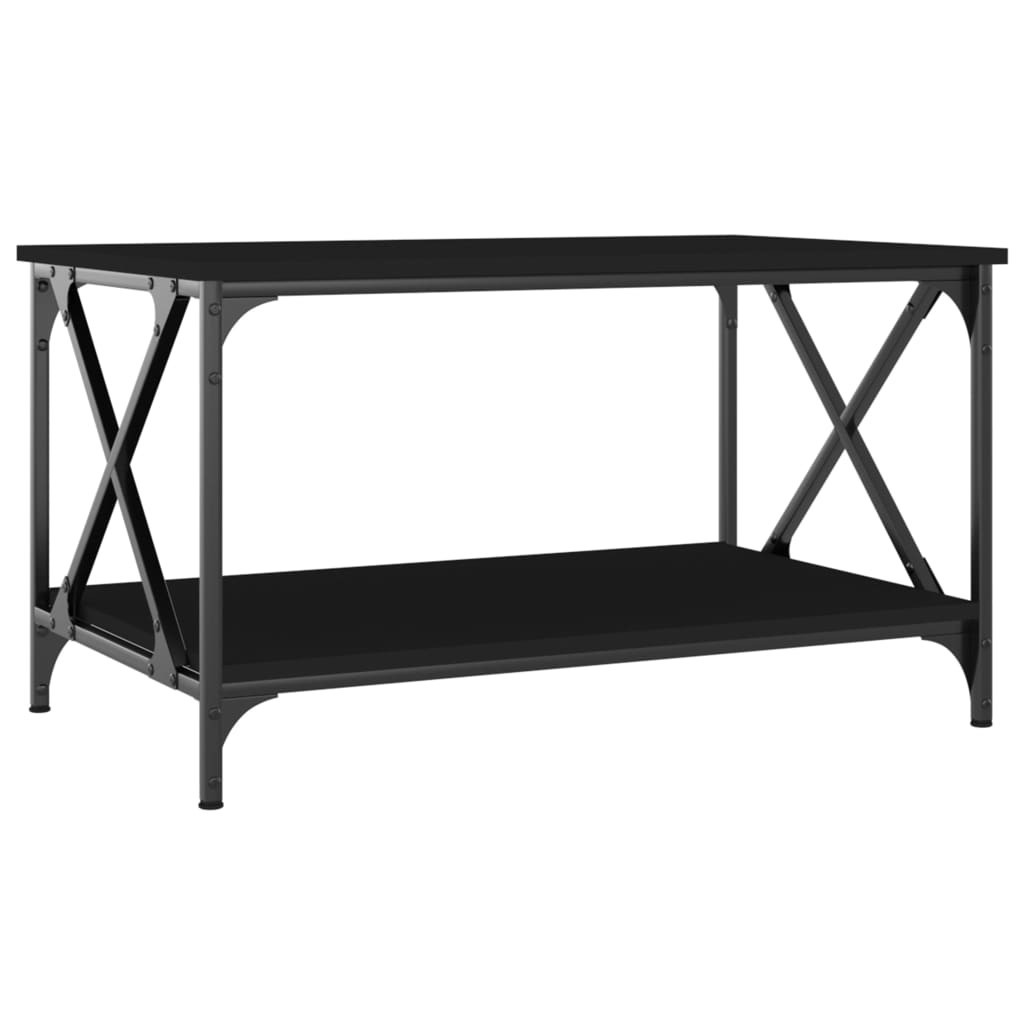Stolik Kawowy Ława Stół Czarny 80x50x45 Półka Do Salonu Do Pokoju