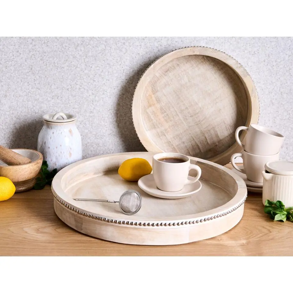 MANSOURA - Dienblad set van 2 - Lichtbruin - Mangohout