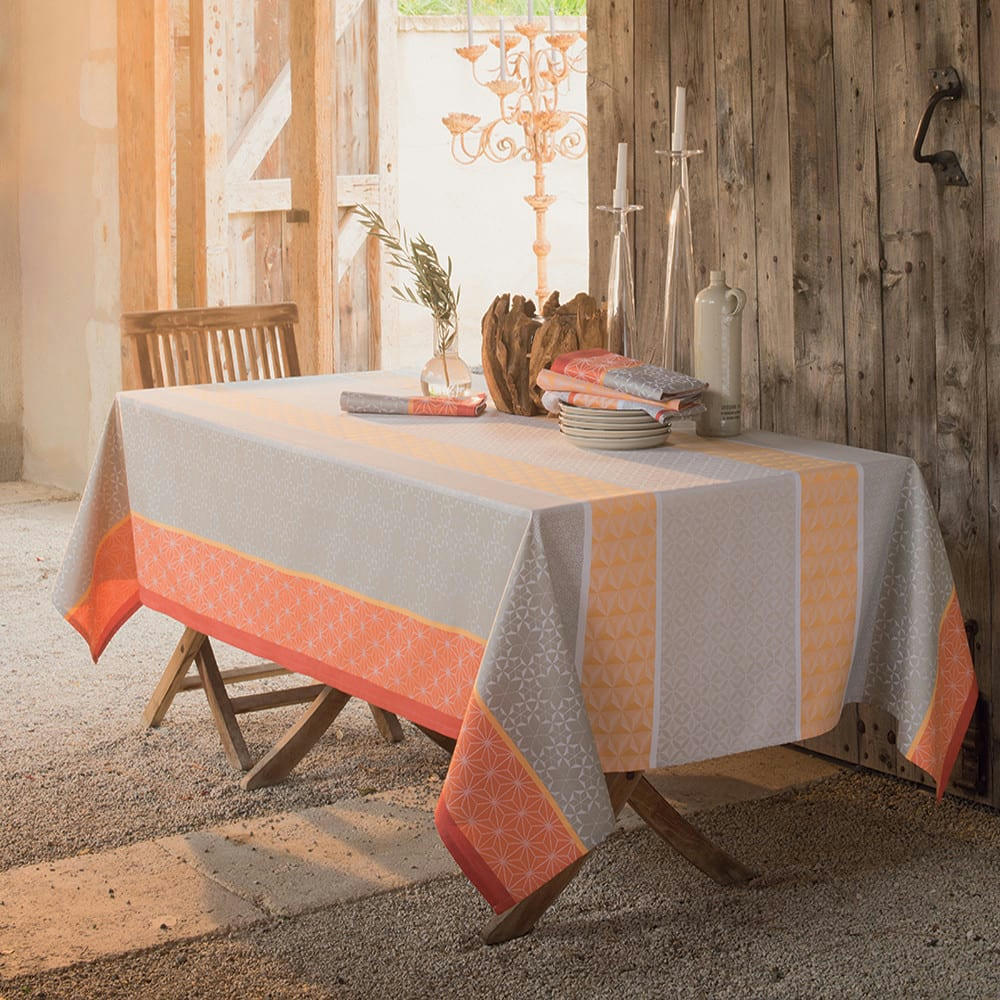 MILLE GEOMETRY MANGO - Nappe carrée  pur coton orange 155x155 cm