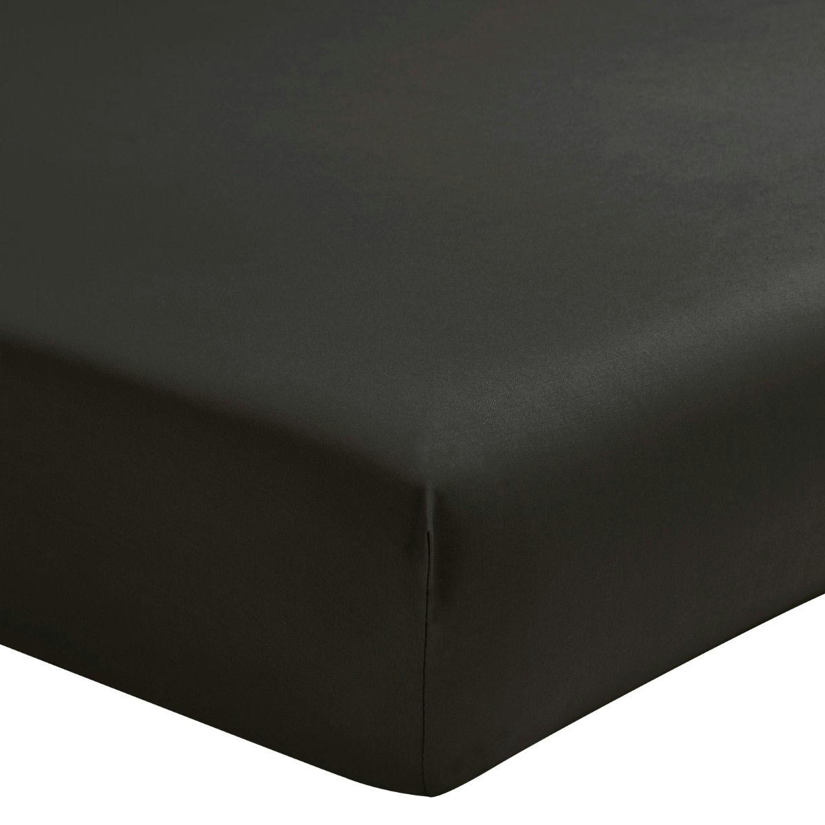 ROYAL LINE - Drap housse uni en percale de coton gris 90x190