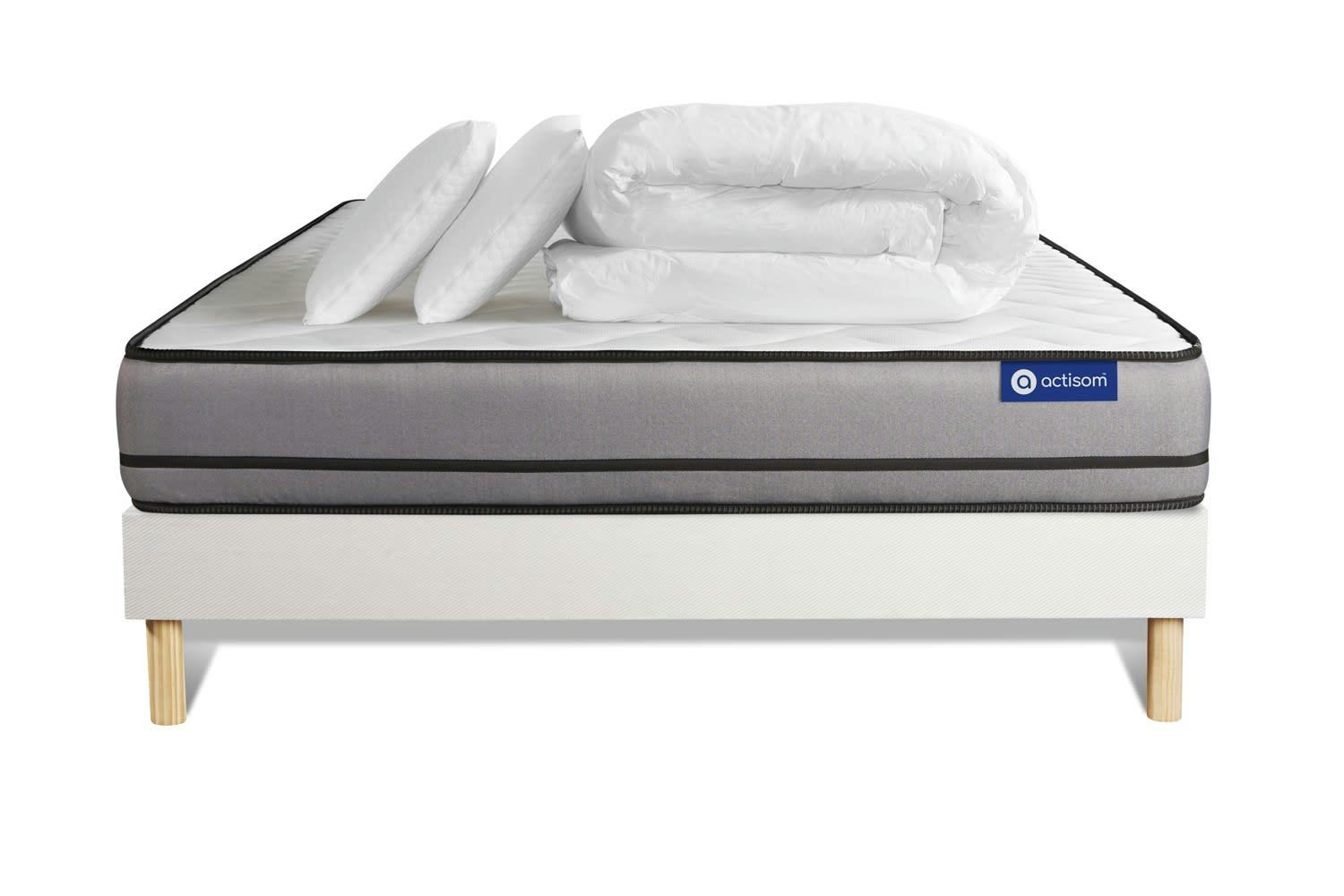 ACTIMEMO NIGHT - Pack prêt à dormir 160x200 cm sommier kit blanc