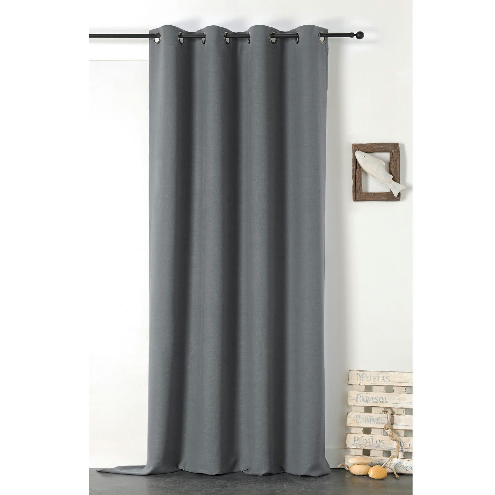 - Rideau en 100% lin libeccio gris clair 135x255 cm