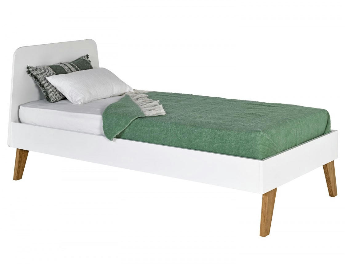 LOKI - Lit enfant 90x200 Blanc Et Chêne