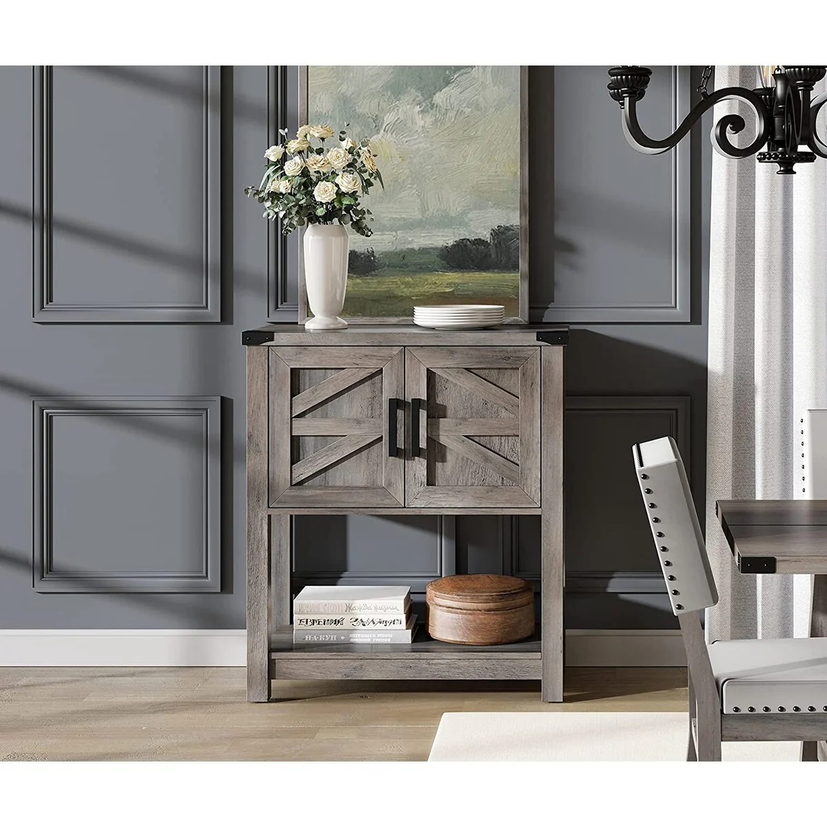 WAMPAT Modern Farmhouse Buffet Cabinet,Wood Sideboard for Living Room