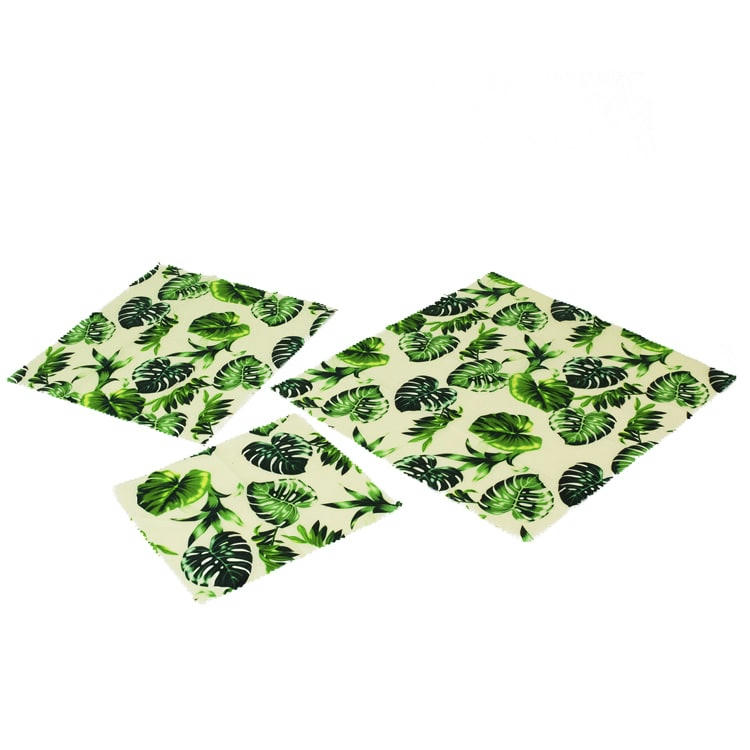- Lot de 3 emballages beewraps motif feuilles