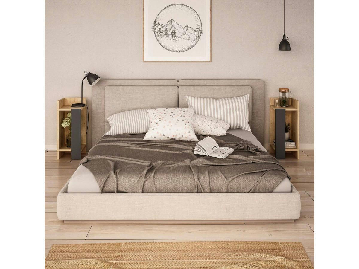 VANITA - VANITA Table de chevet chêne anthracite