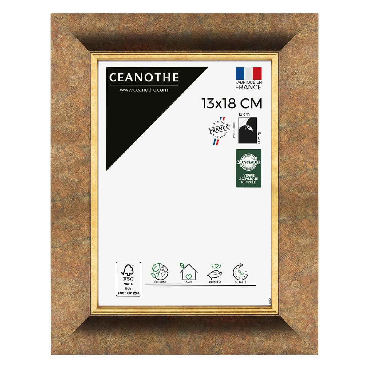 HADES - Cadre photo filet doré 13x18 cm résine recyclée