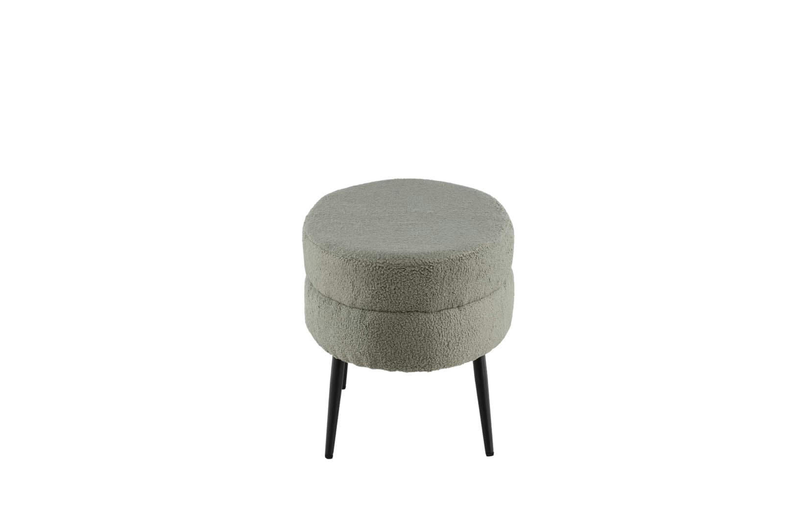 LOSTO - Banc contemporain forme ovale en tissu bouclé gris