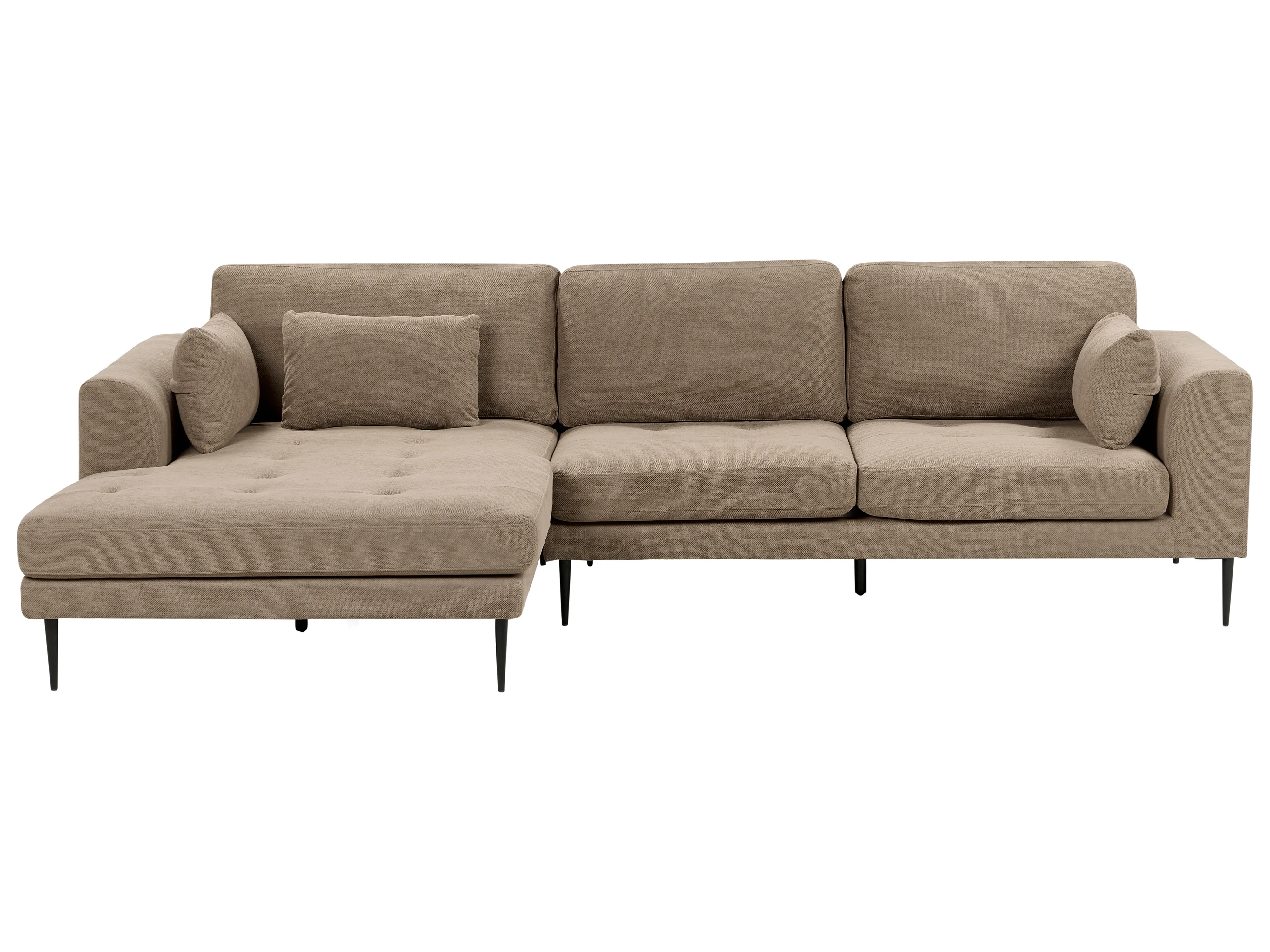 Corner Sofa 3 Seater FLAM Fabric Light Brown Right Hand