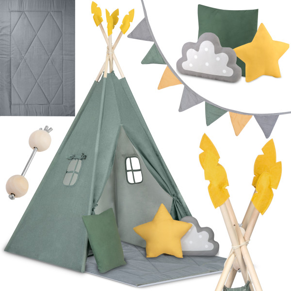Tipi namiot dla dzieci teepee girlanda poduszki duża mata