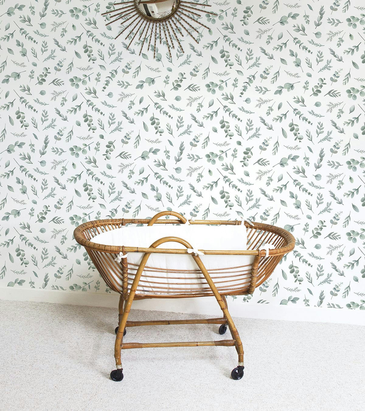 GREENERY - Papier peint eucalyptus en Papier Vert clair 50cm x 10m