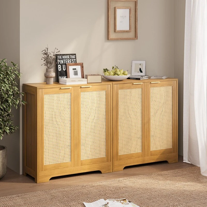 Furniwell Buffet Cabinet Wood Storage with Adjustable Shelf for Kitchen Hallway Entry and Living Room