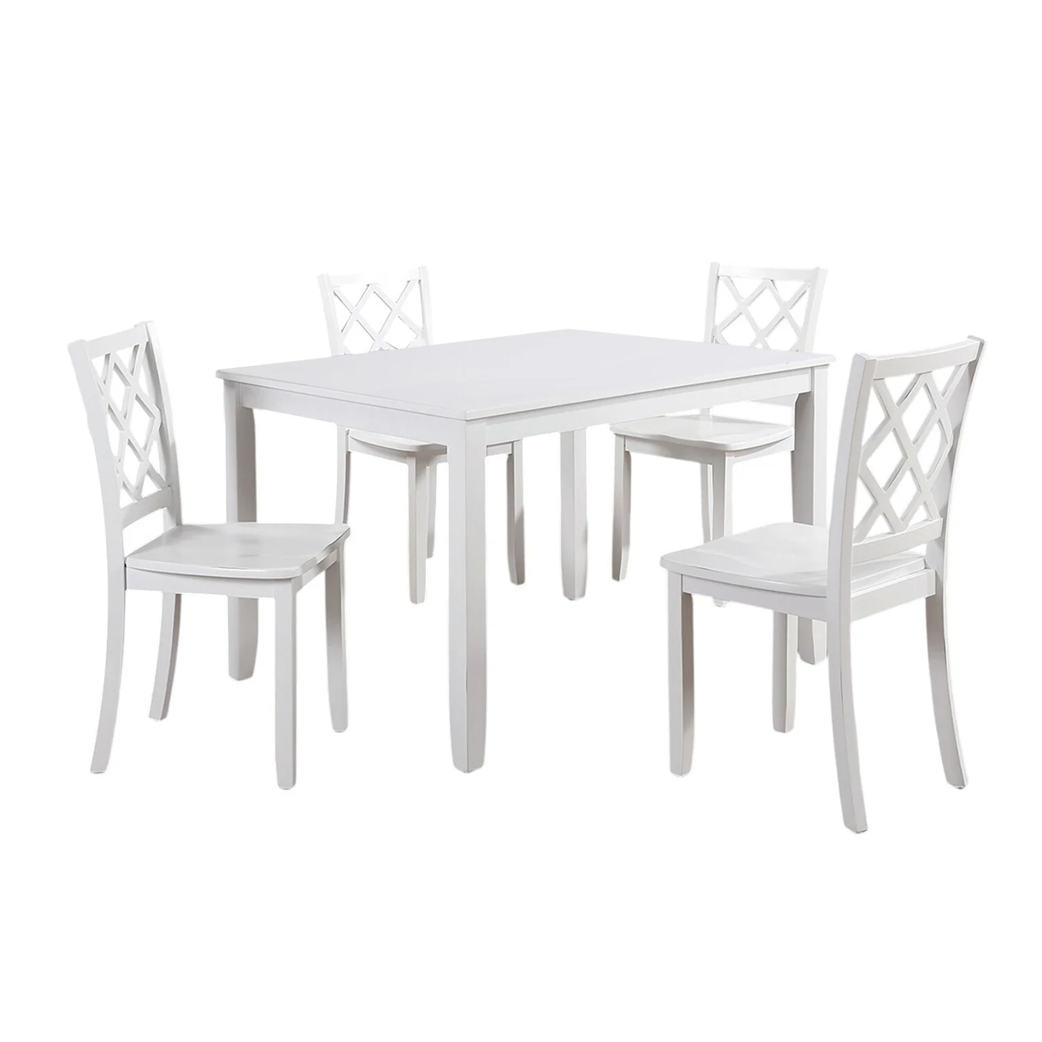 5 Piece Rectangular Wooden Dining Set with Diamond Chair Back