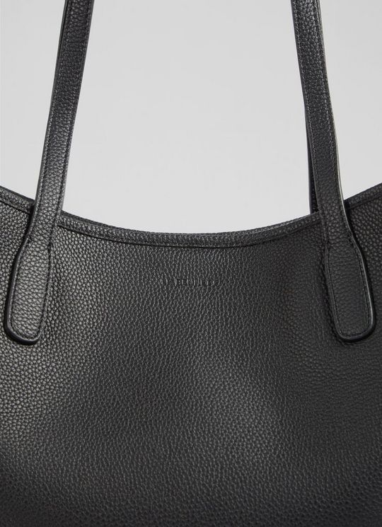 Lili Black Grained Leather Tote Bag