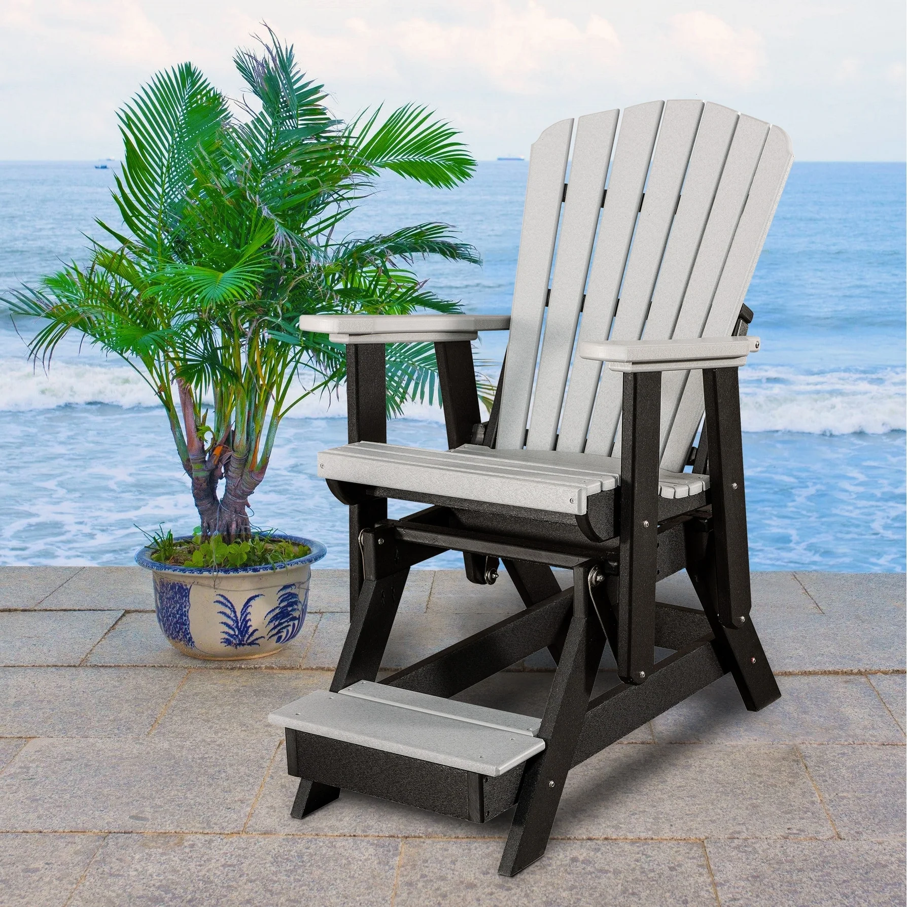 OS Home & Office Fan Back Balcony Glider Light Gray, Black