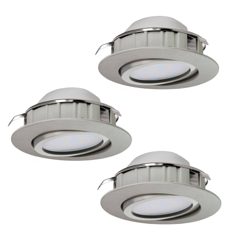 Spot encastrable LED Pineda nickel mat Ø 8,4 cm 3 x 4,9 W EGLO