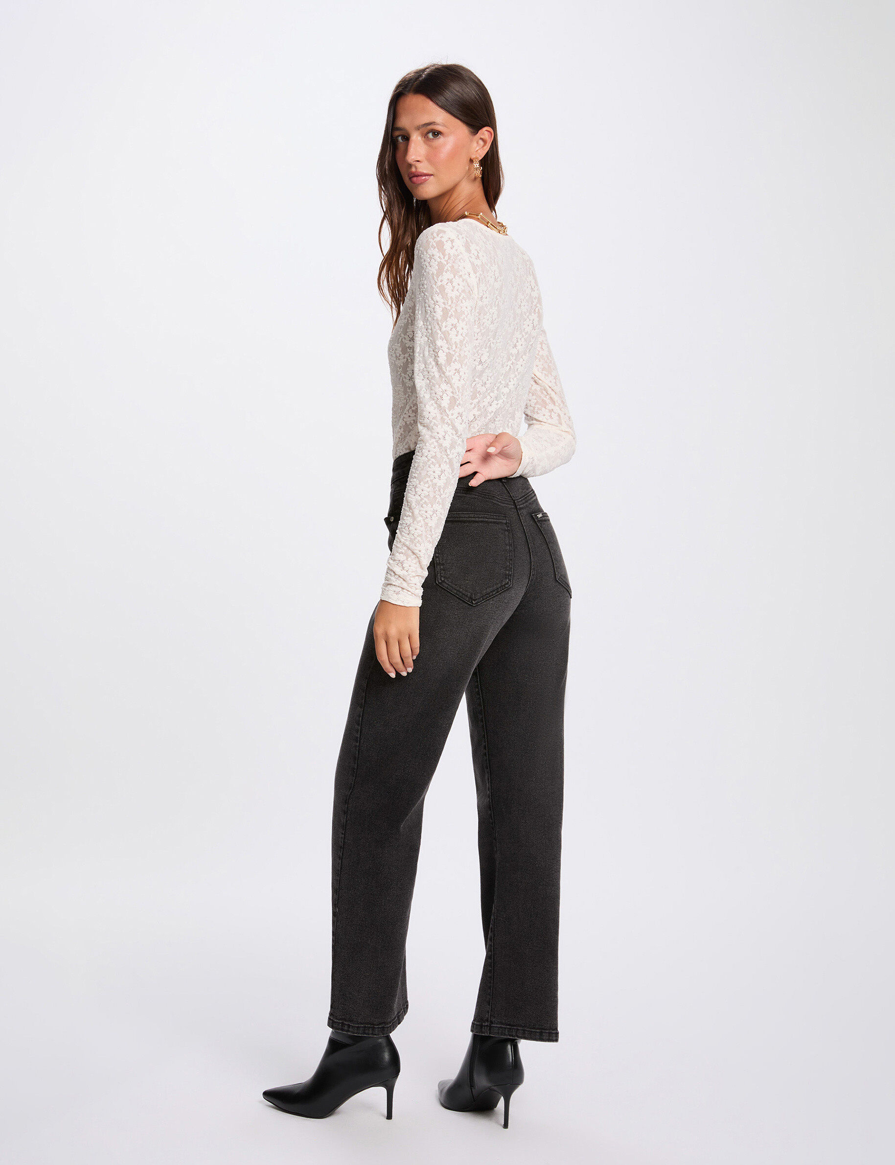 Fitted Lace T-Shirt Ivory Women