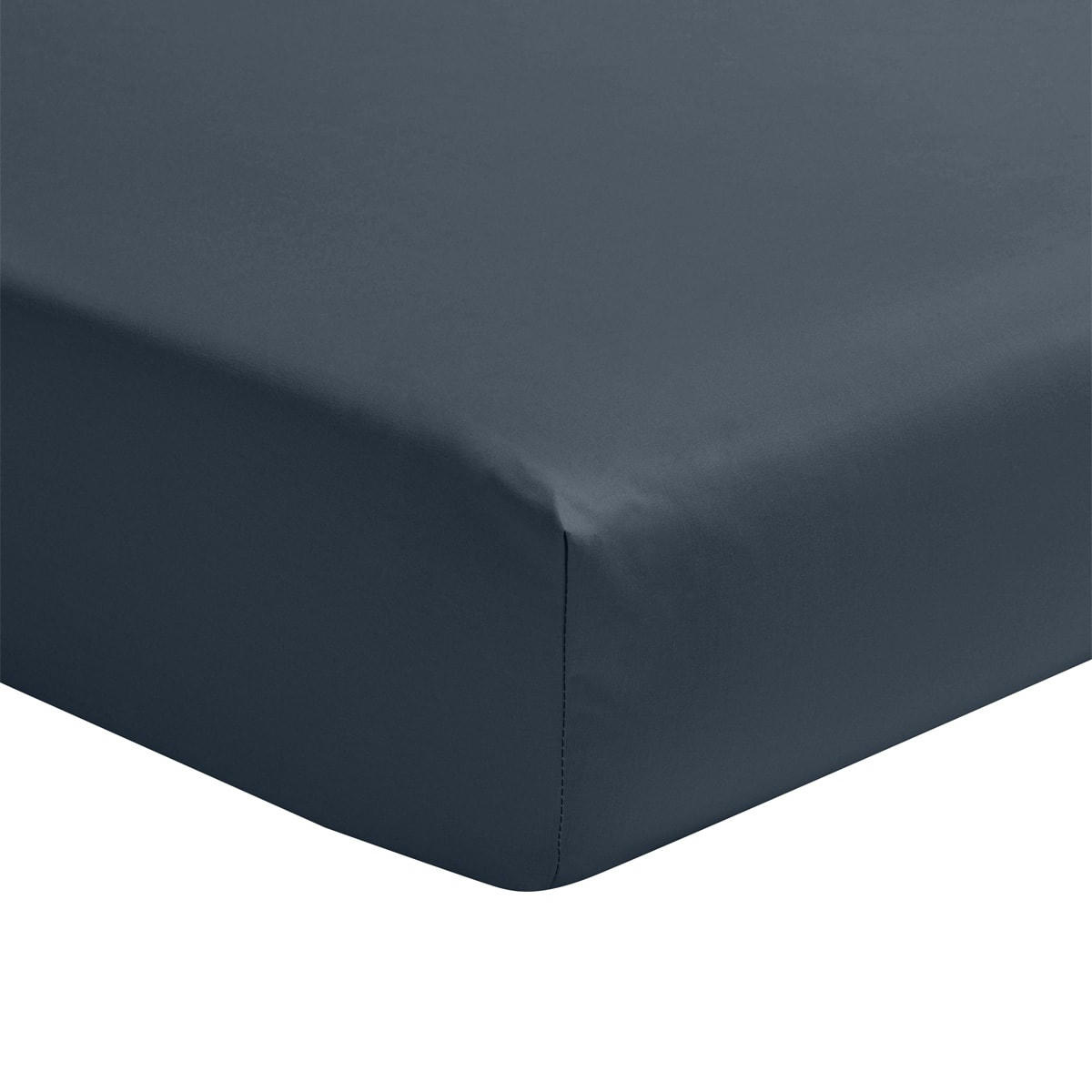 PALAZZO - Drap housse en satin de coton bleu nuit 160x200