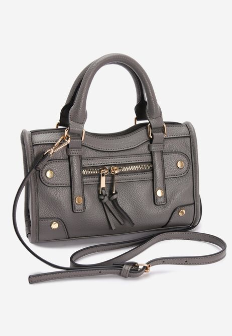 Womens Grey Stud Cross Body Bag