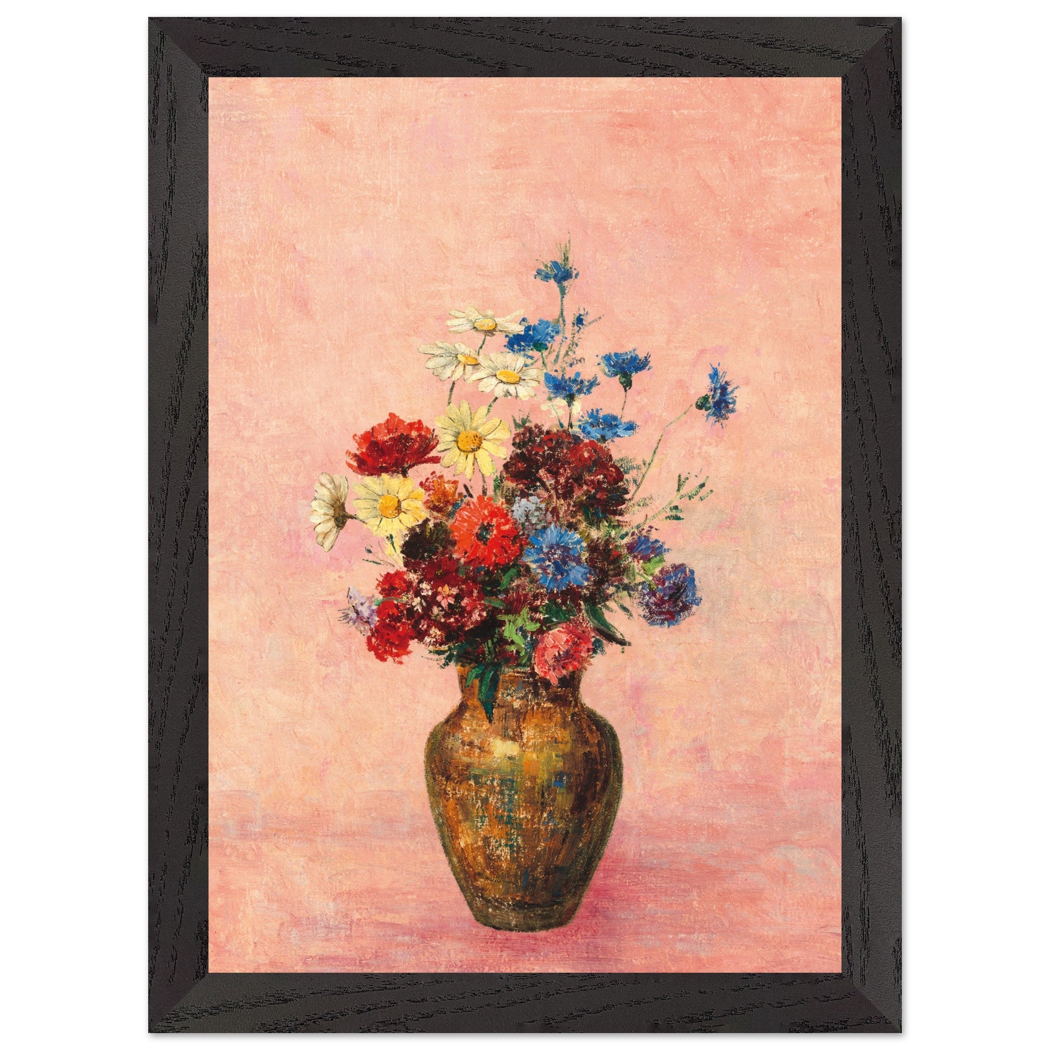 Artfulprints Poster met Lijst Bloemen in vaas 4  - A4 21x29.7 cm - Roze