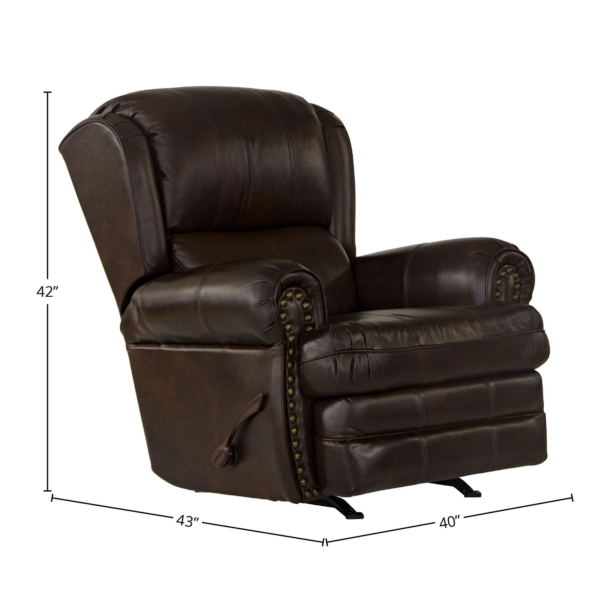 Skelt Italian Leather Rocker Recliner, Chocolate