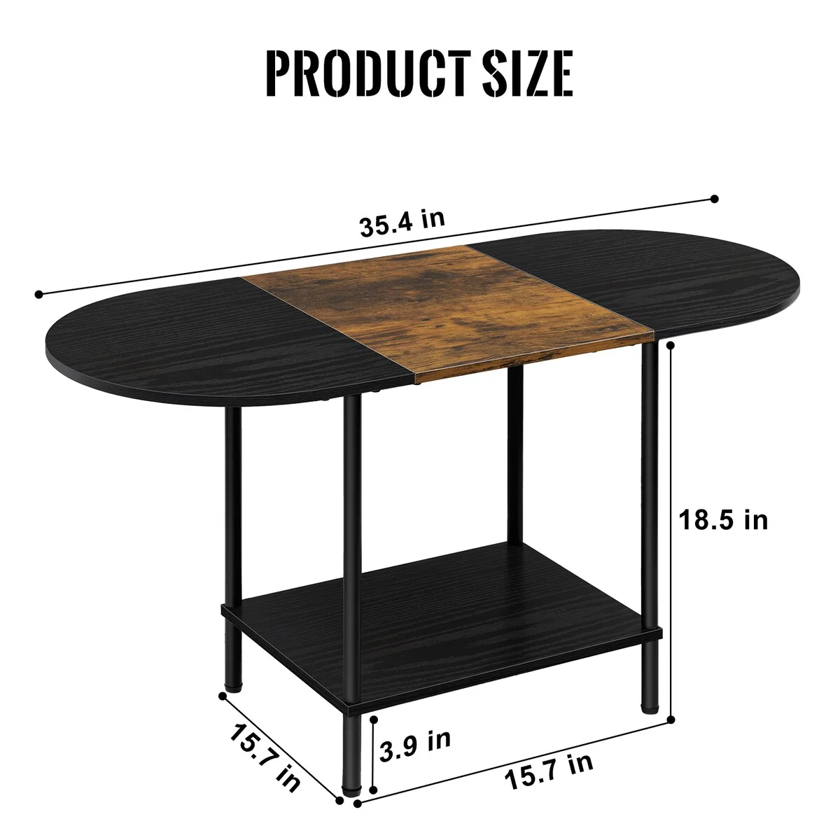 Small Coffee Table with Storage Shelf for Living Room