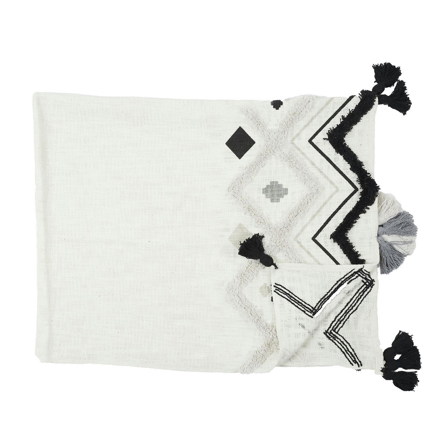 - Jeté de canapé surpiqué avec pompons longueur 130 cm x l. 170