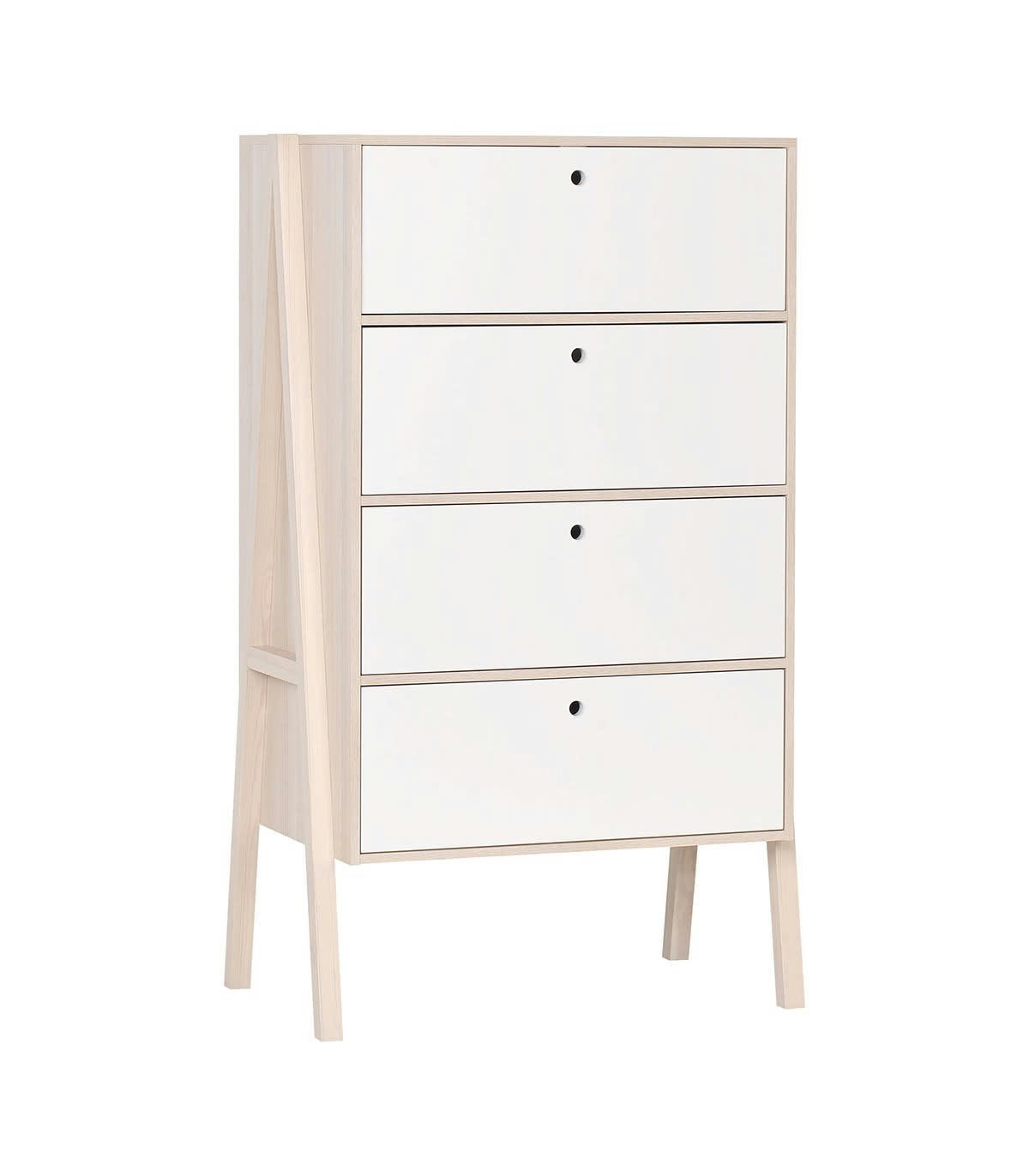SPOT - Commode 3 tiroirs et 1 porte abattant - Blanc et beige
