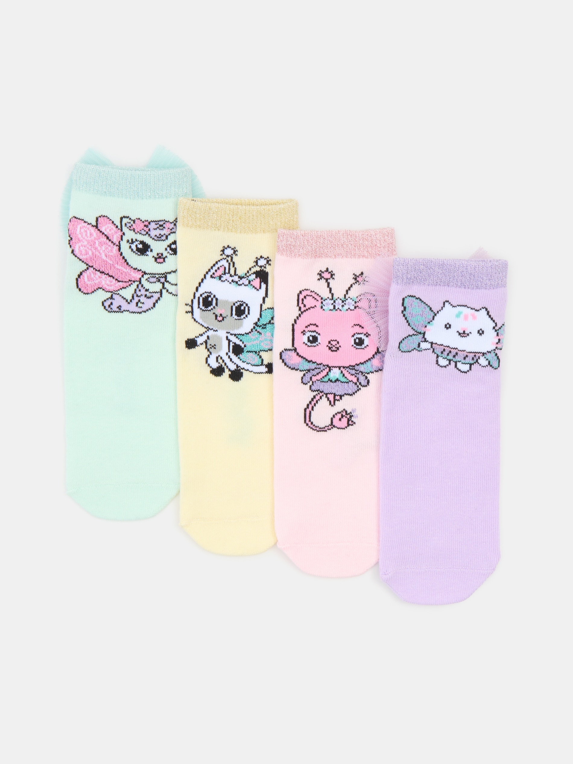 Prążkowane skarpetki z ozdobnymi kokardkami 4 pack Gabby's Dollhouse