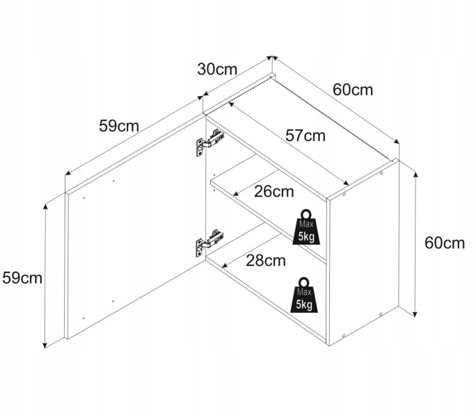 Szafka Kuchenna Wisząca 2d Górna 60cm Kaszmir