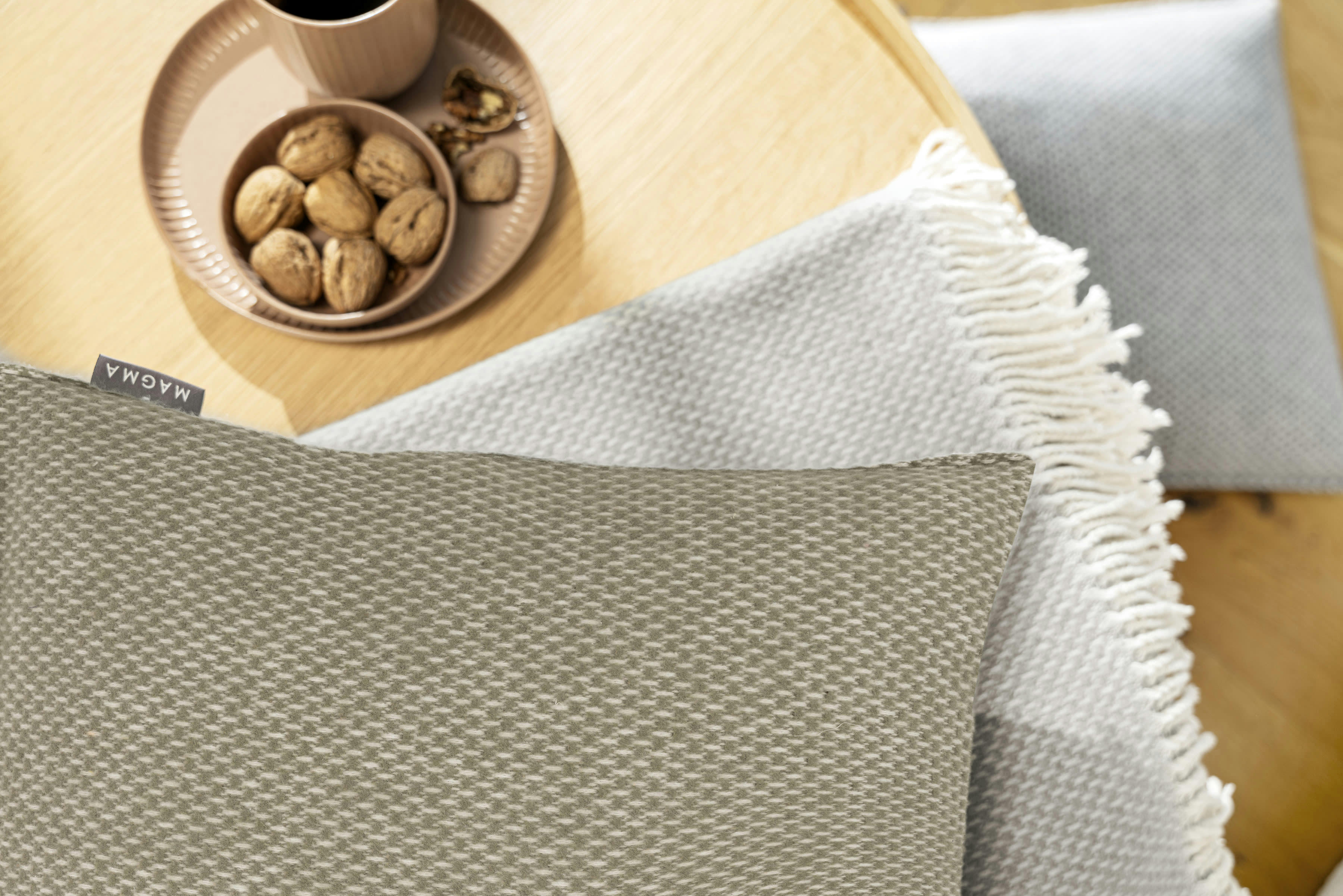 JANIS - Housse de coussin coton recyclé avec bord cousu vert -Lot de 2-45x45