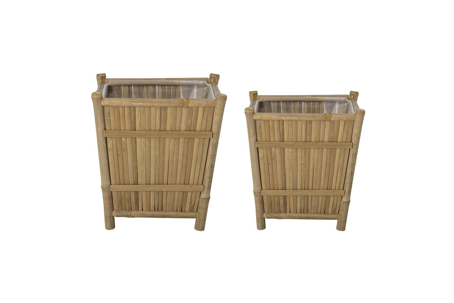SOLE - Lot de 2 pots de fleurs en bambou beige
