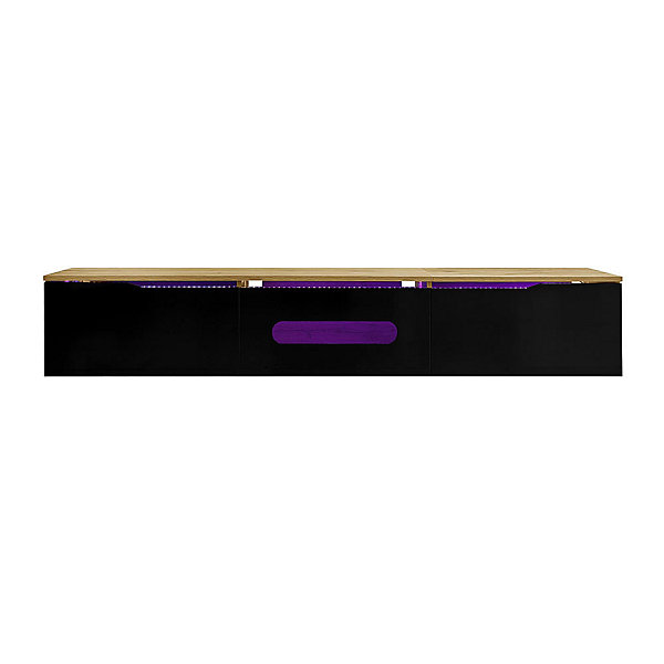 Meuble TV 180 cm brillant éclairage LED RGB 16 couleurs option fixation murale