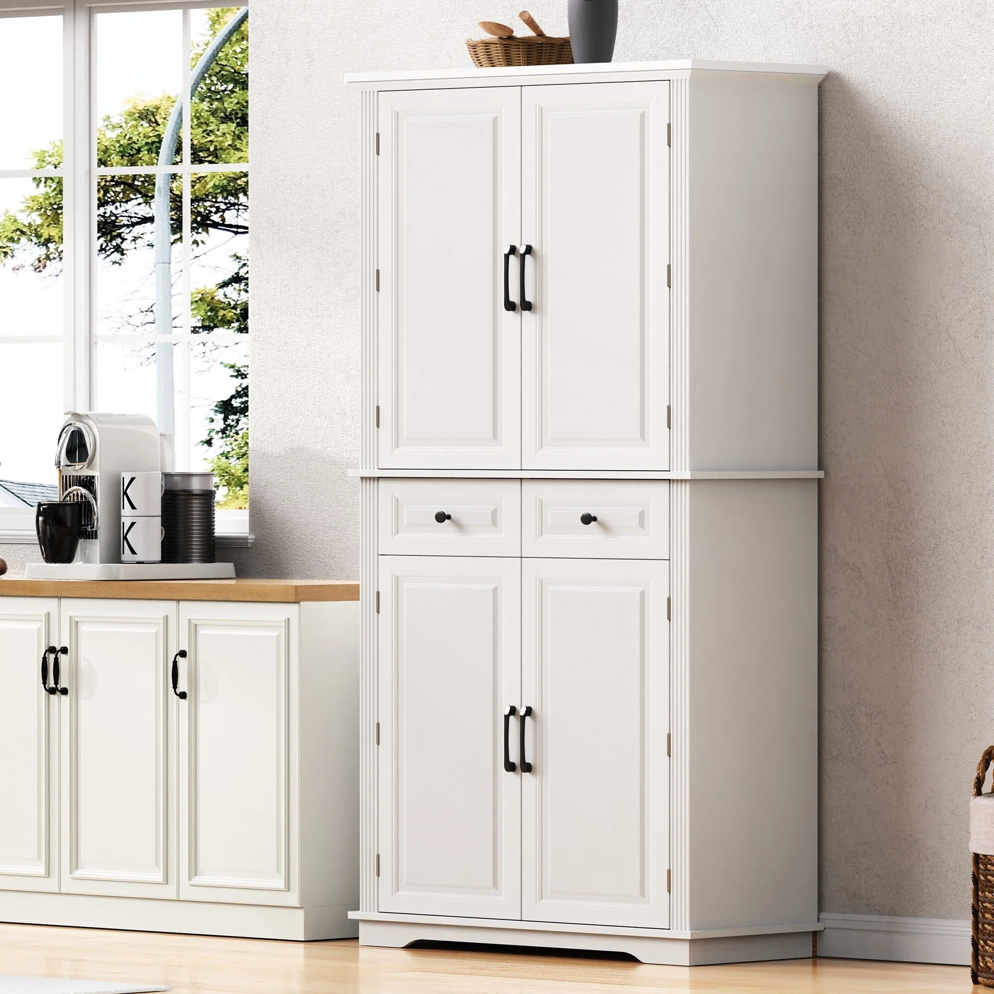 Tall Kitchen Pantry Cabinet,Freestanding Cupboard for Kitchen,Dining Room Brown - N/A