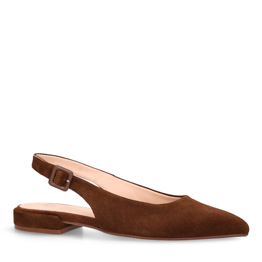 Bruine suède slingbacks